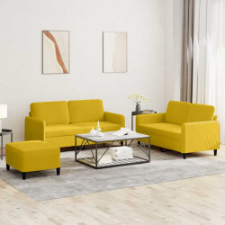 3 Pcs conjunto de sofás veludo amarelo