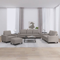 4 Pcs conjunto de sofás tecido cinzento-acastanhado