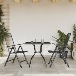 3 Pcs conjunto de jantar para jardim rede de metal antracite