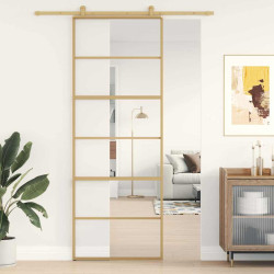 Porta deslizante 76x205 cm vidro esg/alumínio dourado