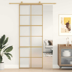Porta deslizante 76x205 cm vidro esg fosco/alumínio dourado