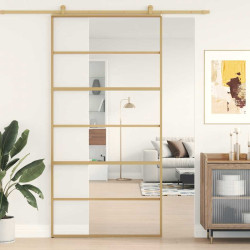Porta deslizante 102,5x205 cm vidro esg/alumínio dourado
