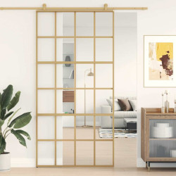 Porta deslizante 102,5x205 cm vidro esg/alumínio dourado