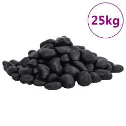 Seixos polidos 25 kg 2-5 cm preto