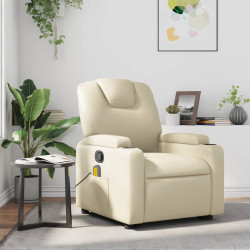 Poltrona de massagens reclinável couro artificial cor creme