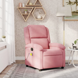 Poltrona de massagens reclinável veludo rosa