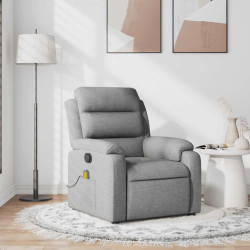 Poltrona de massagens reclinável tecido cinzento-claro