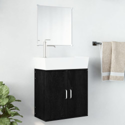 2 Pcs conjunto móveis casa de banho derivados de madeira preto