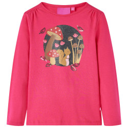 T-shirt de manga comprida para criança rosa-choque 104