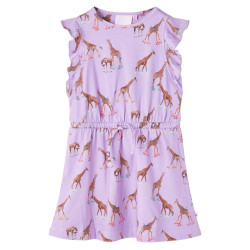Vestido para criança mangas com folhos e cordão lilás 116