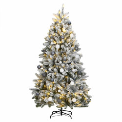 Árvore natal artificial articulada c/ 300 luzes LED+bolas 210cm
