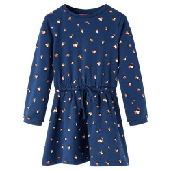 Vestido de manga comprida para criança azul-escuro 104