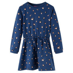 Vestido de manga comprida para criança azul-escuro 128