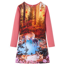 Vestido de manga comprida para criança rosa-velho 128