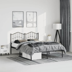 Estrutura de cama em metal com cabeceira 150x200 cm preto