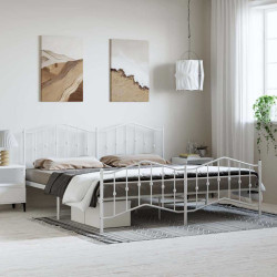 Estrutura de cama com cabeceira e pés 193x203 cm metal branco