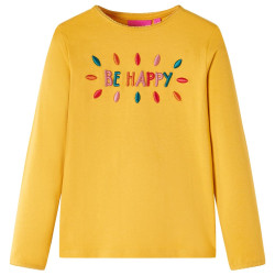 T-shirt de manga comprida para criança ocre-escuro 104