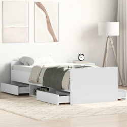 Estrutura de cama c/ painéis cabeceira e pés 100x200 cm branco