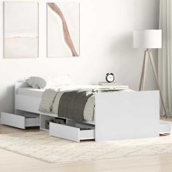 Estrutura de cama c/ painéis cabeceira e pés 90x190 cm branco