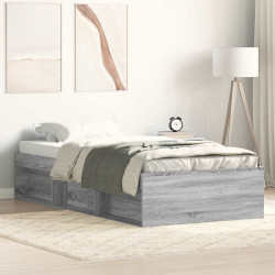 Estrutura de cama solteiro 75x190 cm cinzento sonoma