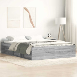 Estrutura de cama king 150x200 cm cinzento sonoma