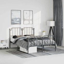 Estrutura de cama com cabeceira e pés 135x190 cm metal preto