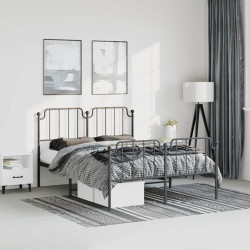Estrutura de cama com cabeceira e pés 183x213 cm metal preto