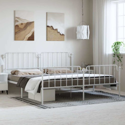 Estrutura de cama com cabeceira e pés 183x213 cm metal branco