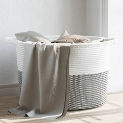 Cesto de arrumação ø55x36 cm algodão cinzento e branco