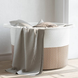 Cesto de arrumação ø55x36 cm algodão castanho e branco