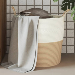 Cesto de arrumação ø43x38 cm algodão bege e branco