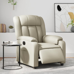 Poltrona reclinável elétrica couro artificial cor creme