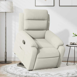 Poltrona reclinável elevatória veludo cor creme
