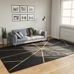 Tapete lavável 190x300 cm preto e dourado