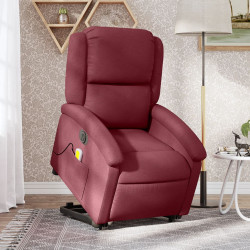 Poltrona elevatória de massagens elétrica tecido vermelho tinto