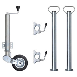 Roda jóquei reboque 2 tubos suporte/2 braçadeiras divisão 60mm
