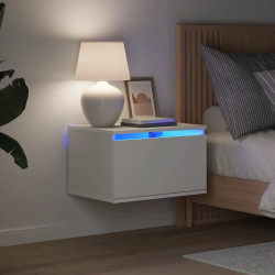 Mesa de cabeceira de parede com luzes LED branco