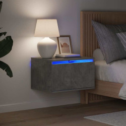 Mesa de cabeceira de parede com luzes LED cinzento cimento