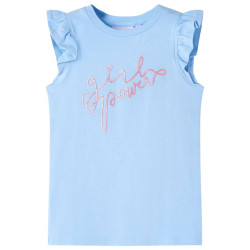 T-shirt para criança manga com folhos azul-claro 104