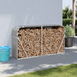 Suporte de lenha 180x45x100 cm aço galvanizado cinza-claro