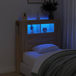 Cabeceira c/ leds 100x18,5x103,5 deriv. madeira carvalho sonoma