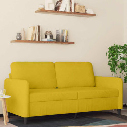 Sofá de 2 lugares veludo 140 cm amarelo