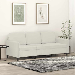 Sofá de 3 lugares 180 cm veludo cor creme