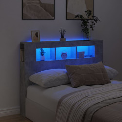 Cabeceira c/ leds 140x18,5x103,5 cm cinzento-cimento