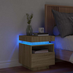 Mesa de cabeceira com luzes LED 40x39x48,5 cm carvalho sonoma