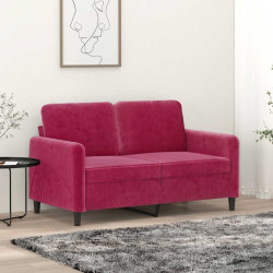 Sofá de 2 lugares veludo 120 cm vermelho tinto