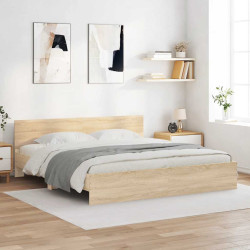 Estrutura de cama com cabeceira 200x200 cm carvalho sonoma