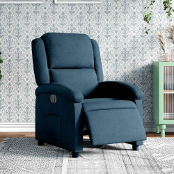 Poltrona de massagens reclinável veludo azul