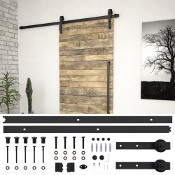 Kit de ferragens para porta deslizante skien 183 cm aço preto