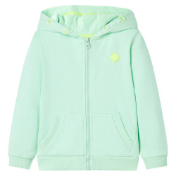 Sweatshirt para criança com capuz e fecho verde-brilhante 116